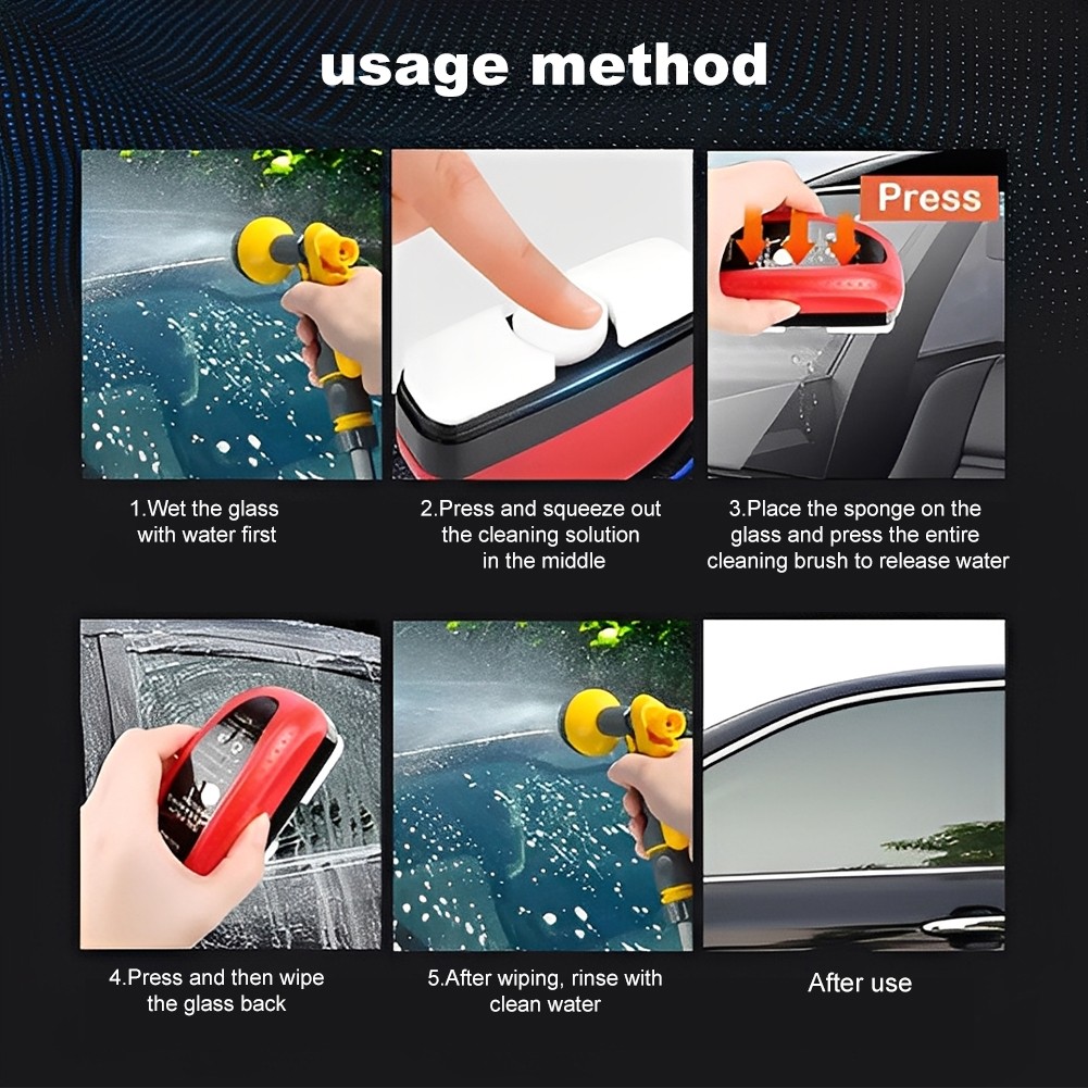 Fululuer Automotive Oil Film Cleaning Brush for Car Windows, Clear Vision Glass