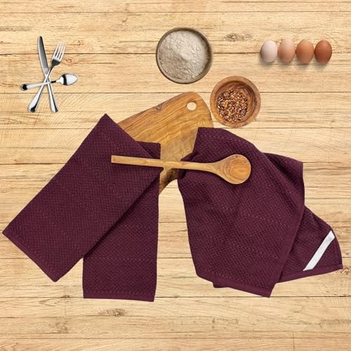 Purple Burgundy Kitchen Hand Dish Towels: Oversized 28″ x 18″,100% Cotton Wine