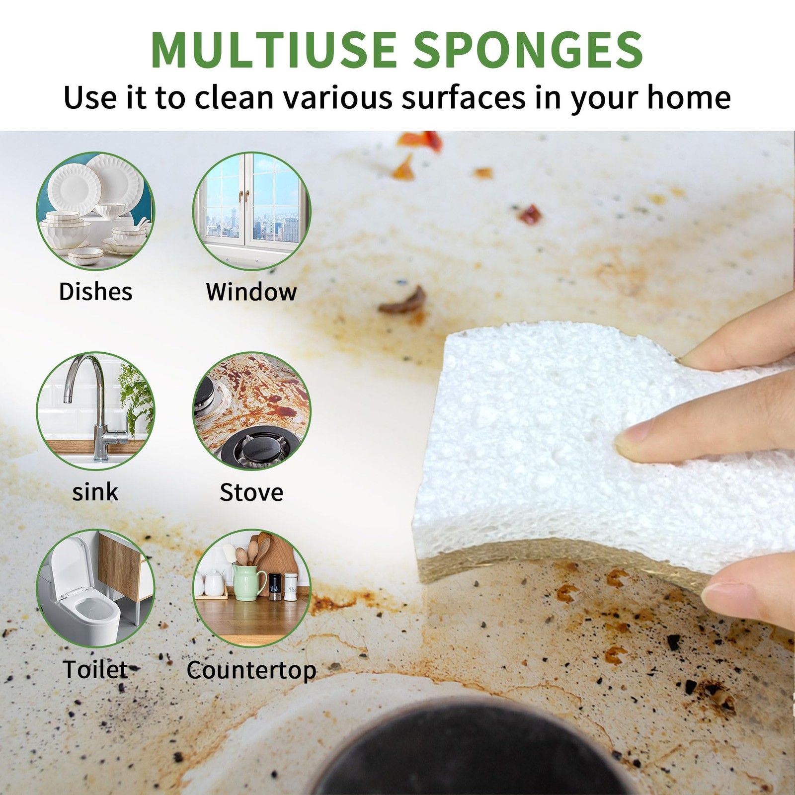 9 Pack Biodegradable Natural Kitchen Sponge Compostable Cellulose and Coconu…