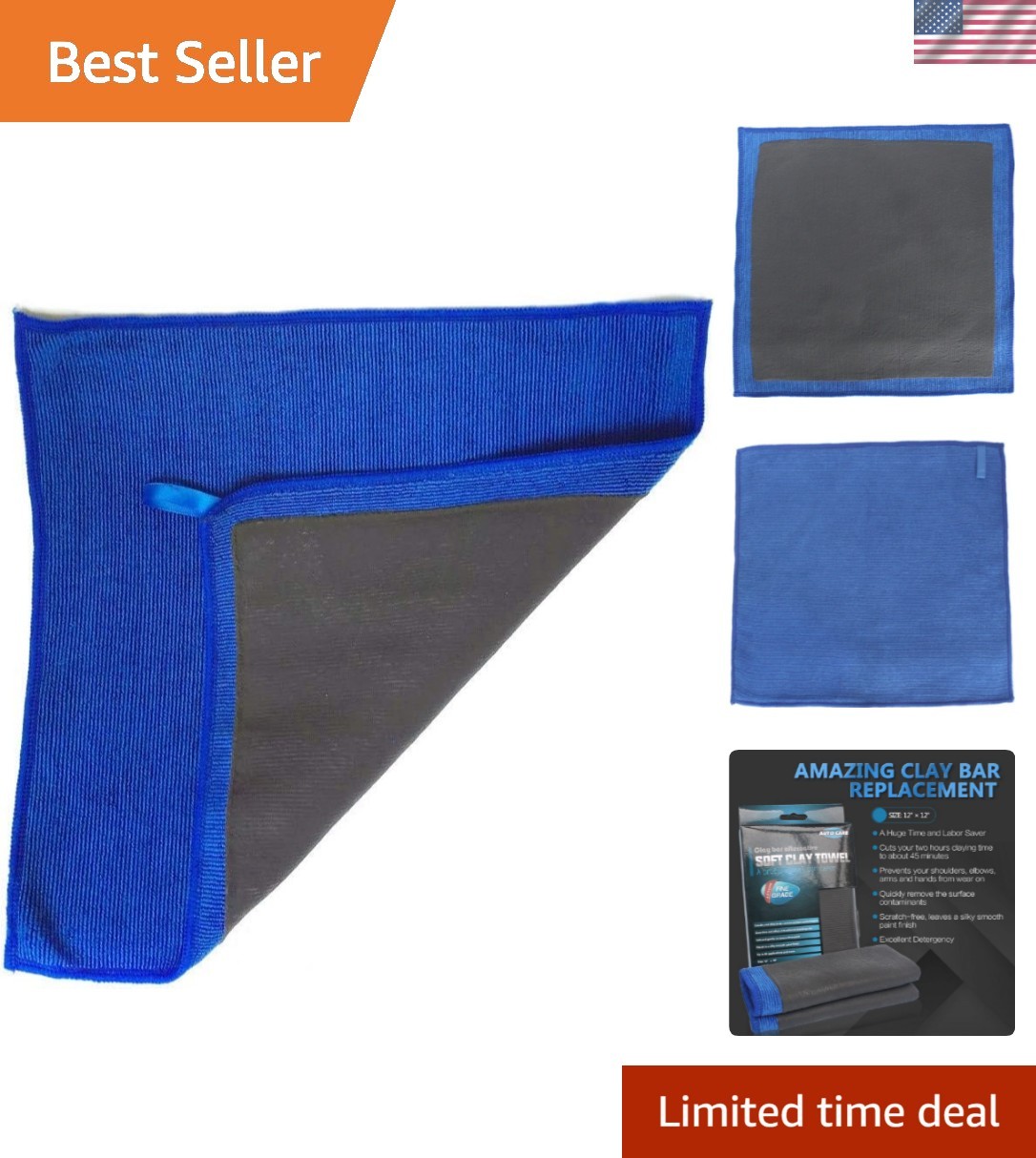Compact Scratch-Free Microfiber Clay Towel – Up to 60 Uses for Vehicle Care