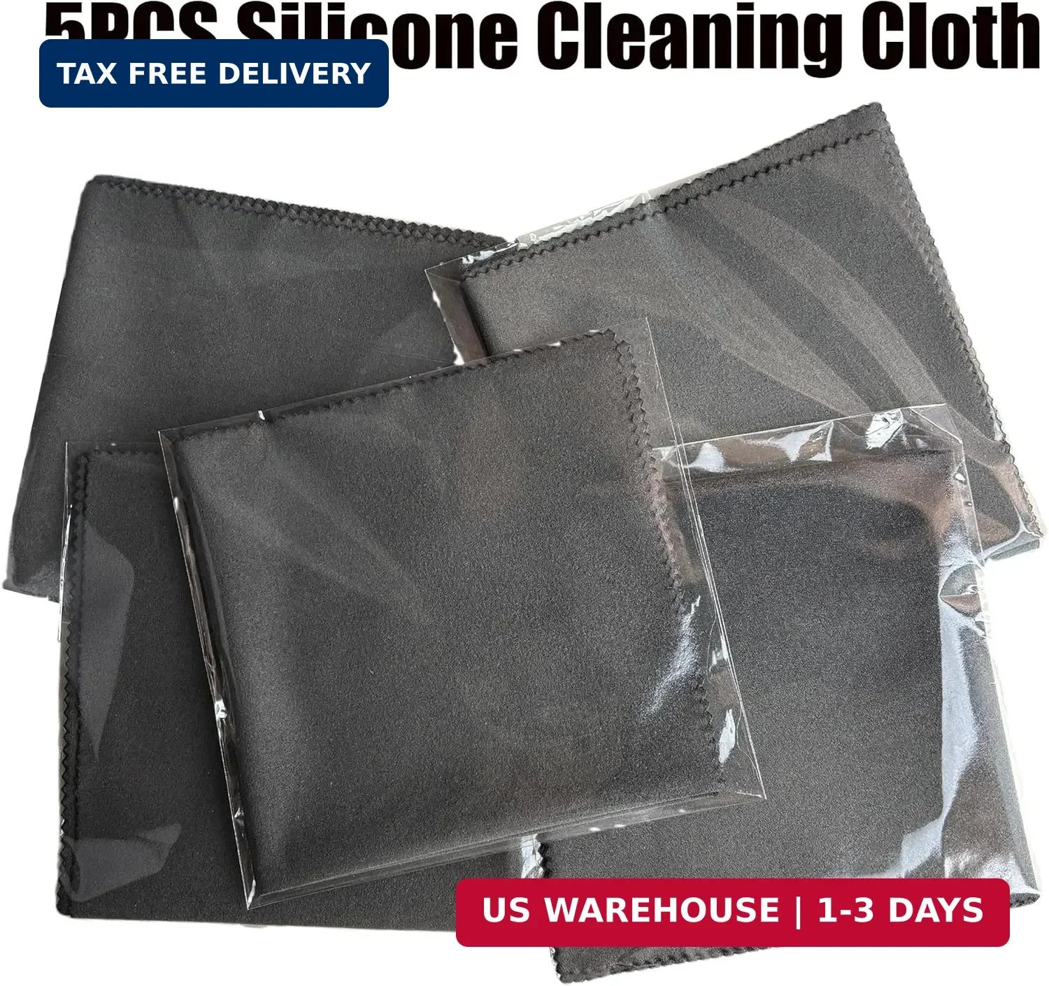 Silicone Gun Cleaning Cloth Set, 12 x 12 inch, 5-Pack, Gray, Lint-Free for Firea
