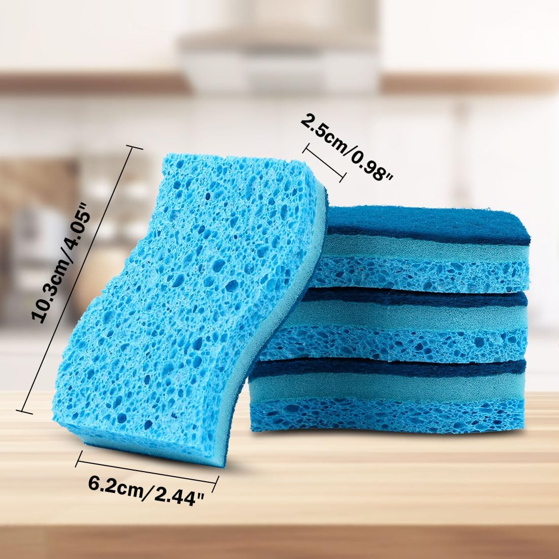 Sponges Kitchen, Non-Scratch Scrub Sponge, 6Count, Sponges for Non-Stick Cookwar