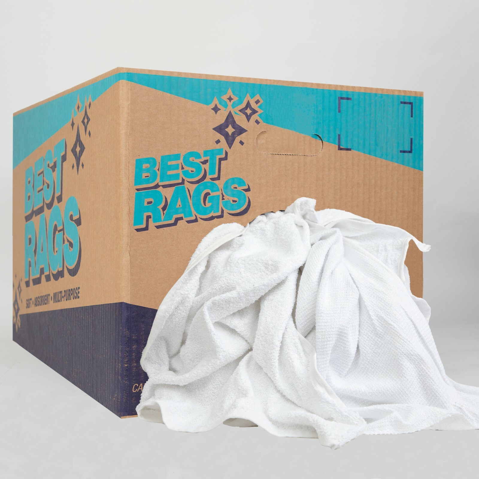 Terry Hand Towel Rags, Bulk Options, White Multipurpose Cleaning Cloth Wipers