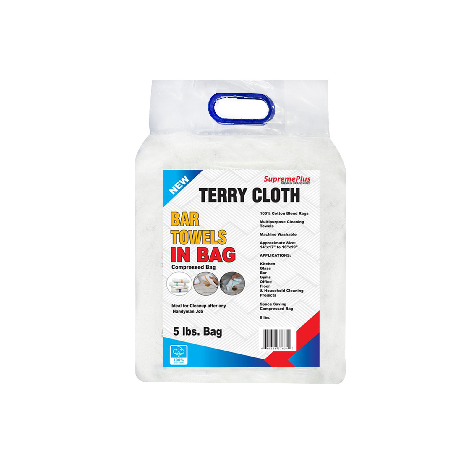 Premium White Terry Towel Shop Rags- Bulk Absorbent Cotton Cleaning Wipes – Bags
