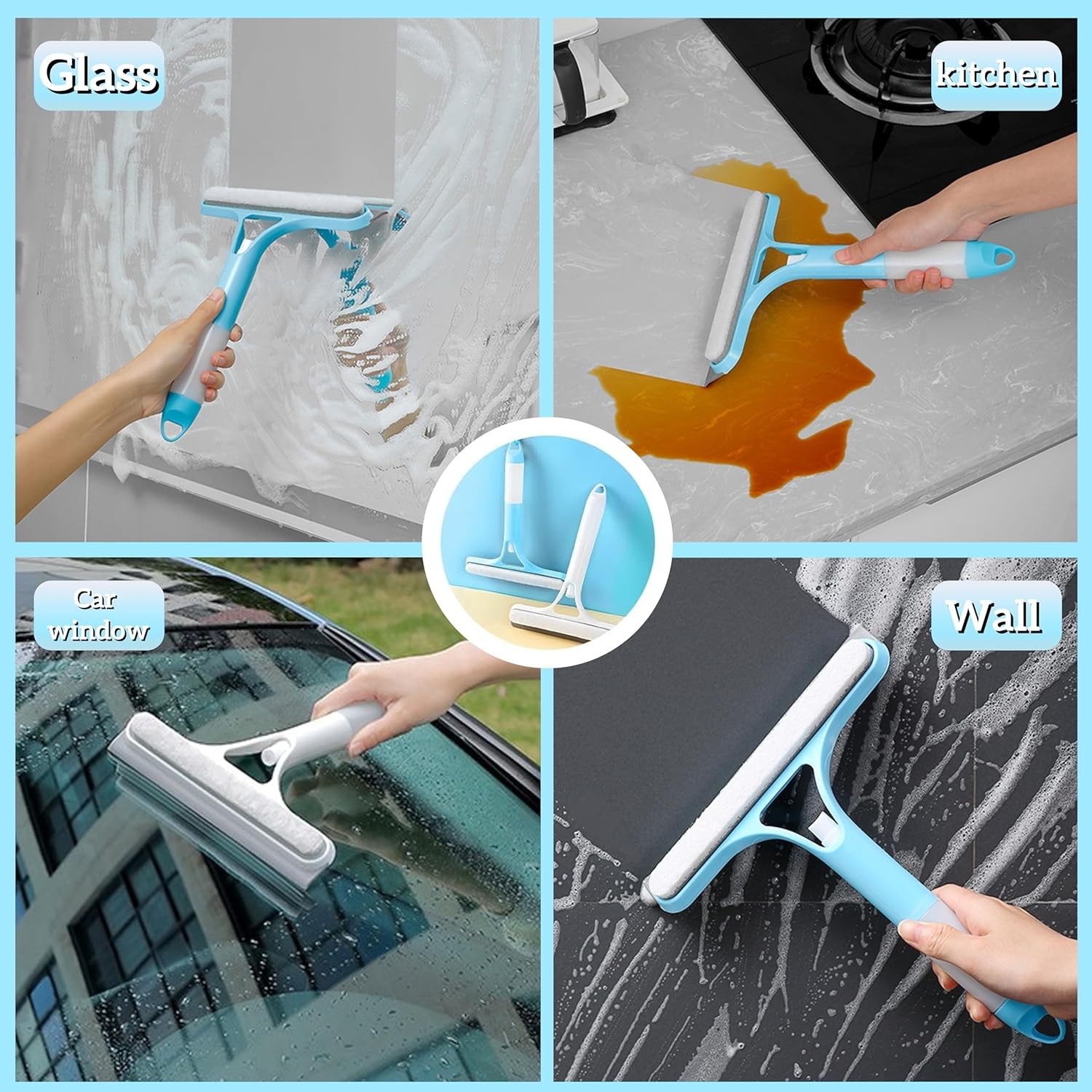 2× Window Cleaning Scraper Spray for Car Home 3 in 1 Window squeegee Cleaner USA