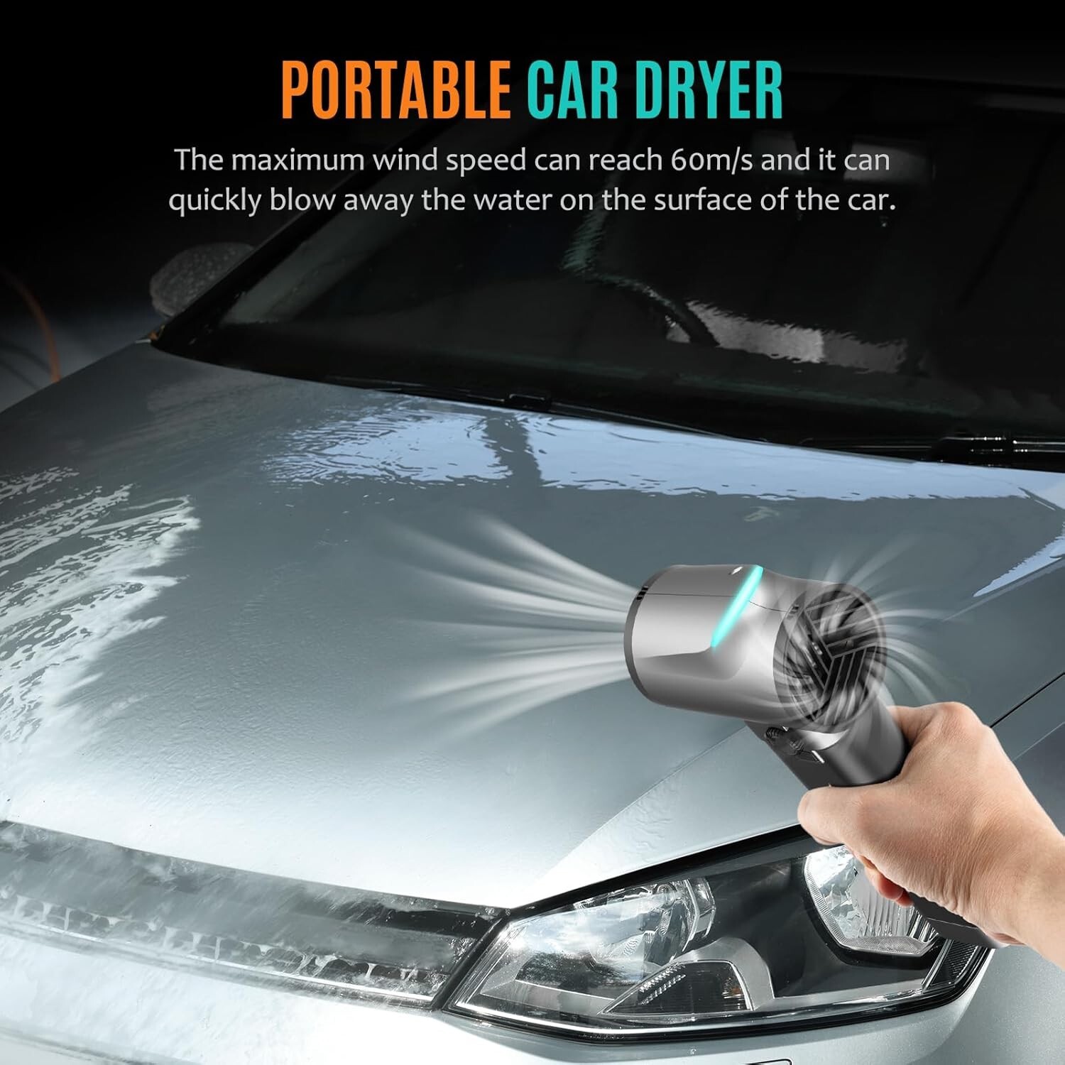 750W Cordless Air Duster Blower LED Car Dryer 1.6KG Thrust 80min Battery – NIB