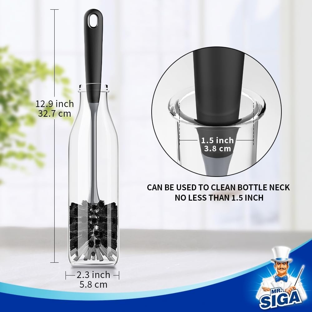 MR.SIGA Bottle Brush, 2-Pack, Long Handle, Non-Scratch Cleaner