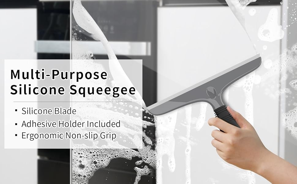 Multi-Purpose Silicon Squeegee for Window, Glass, Shower Door, Car Windshield,
