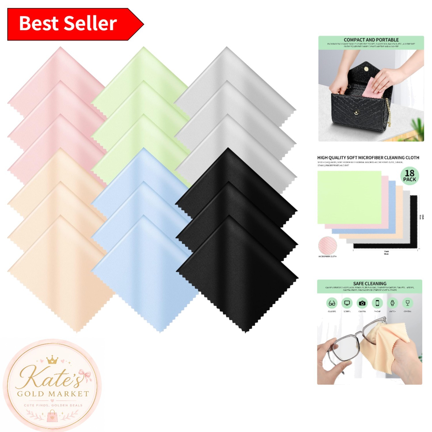 Individually Packaged 18 Microfiber Cleaning Cloths – Soft & Multi-Colored