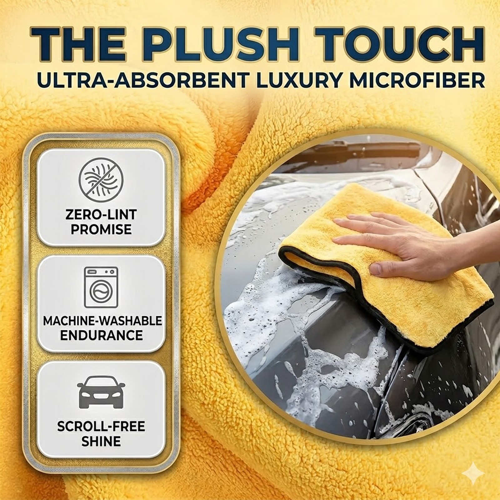 Professional Yellow Microfiber Towels – 2/10/50 Count – Car Polish Cleaning Rag