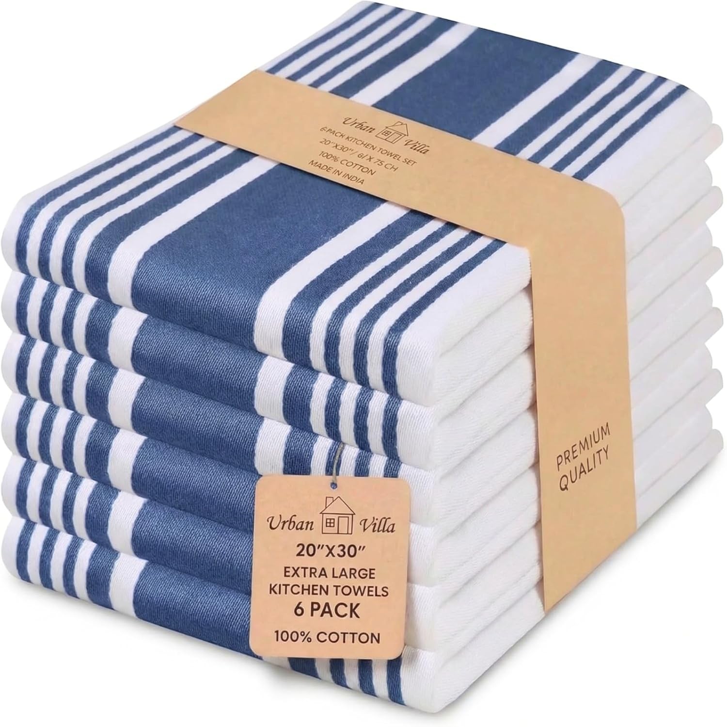 Kitchen Towels 100% Cotton Dish Towels for Kitchen (Set of 6) 20”x30” Dish