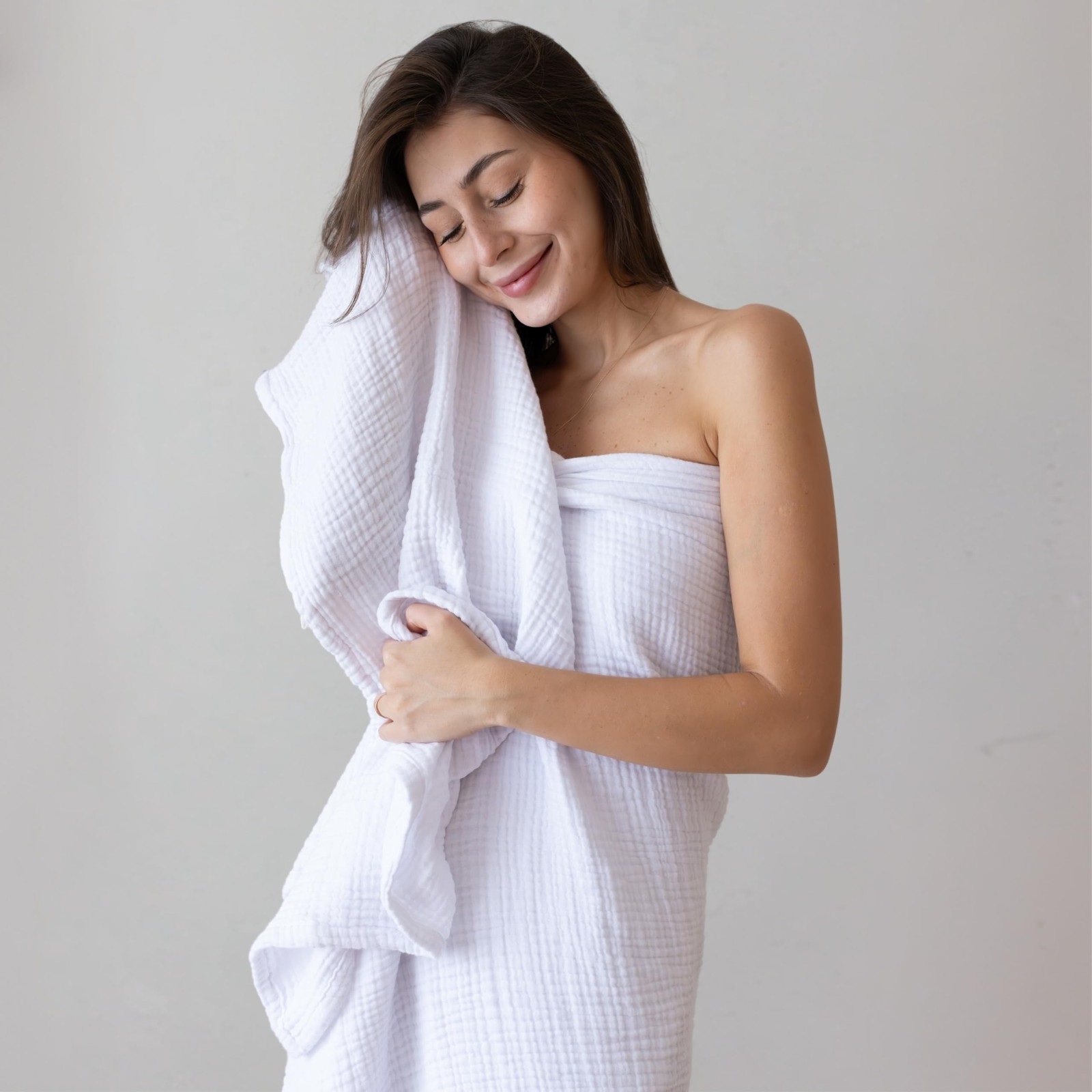 Ultra Soft Muslin Towel Adult Set, 100% Turkish Cotton 4-Layer 2 Pieces Luxury M
