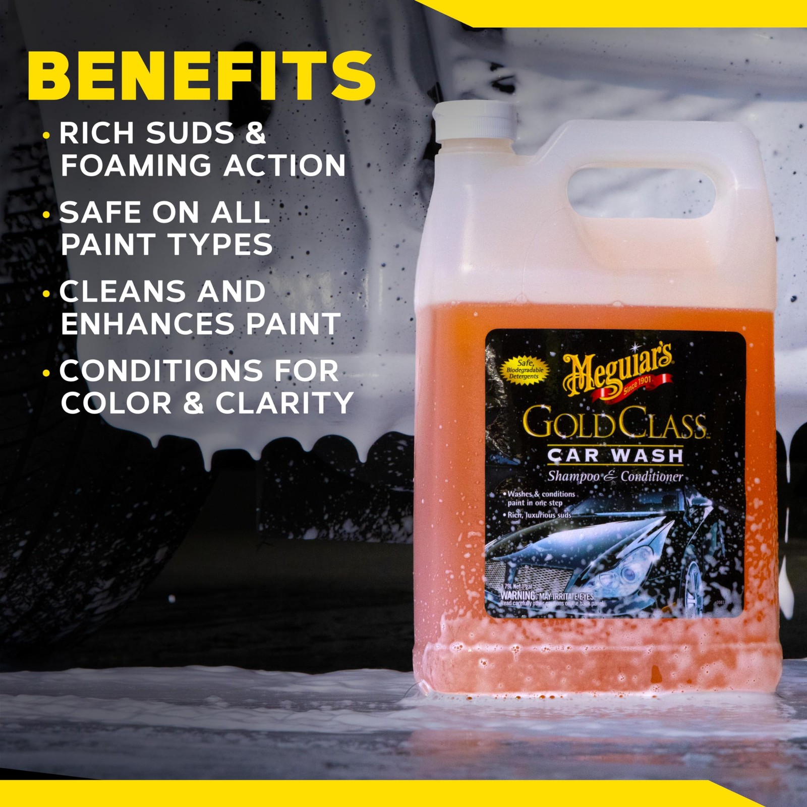 Meguiar’s Gold Class Car Wash Shampoo and Conditioner 128 Fl Oz Foaming Soap