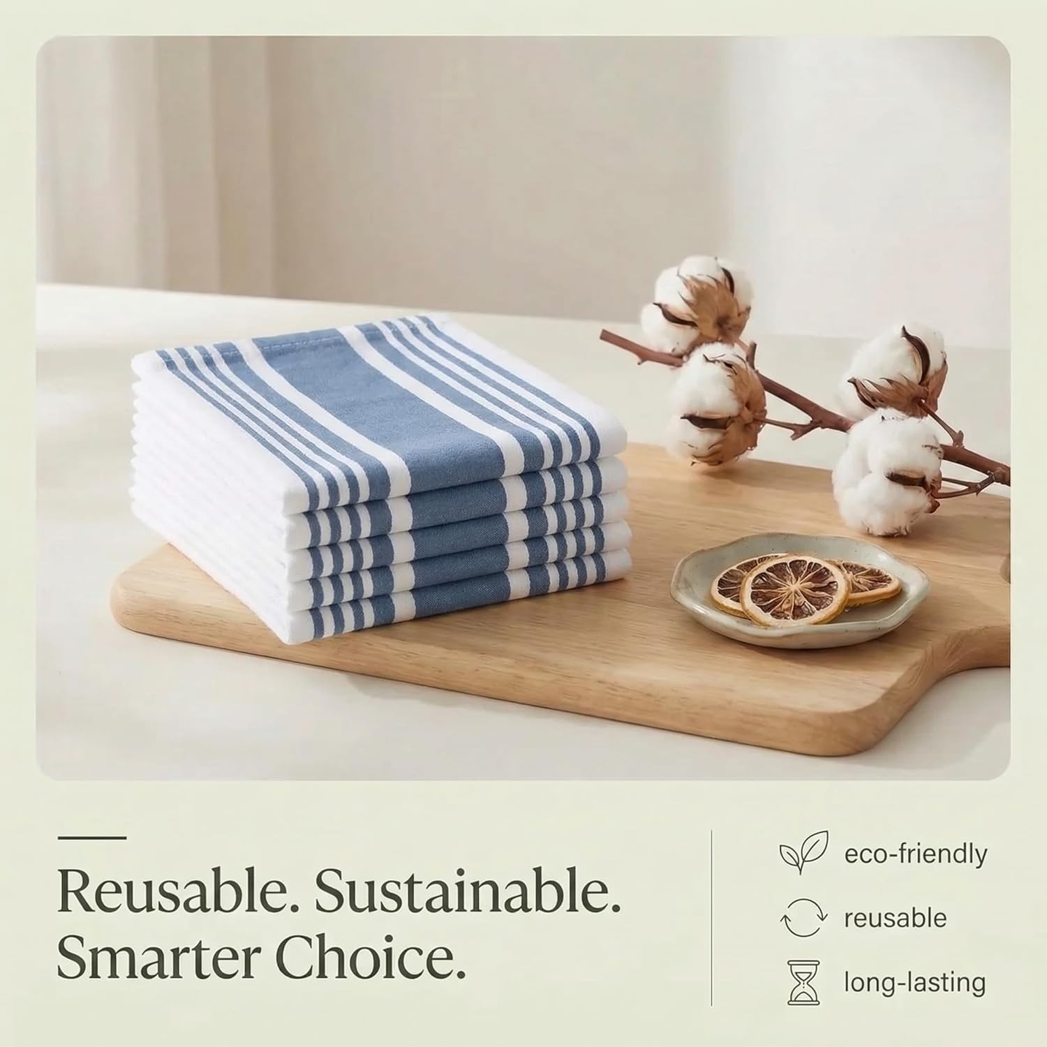 Kitchen Towels 100% Cotton Dish Towels for Kitchen (Set of 6) 20”x30” Dish