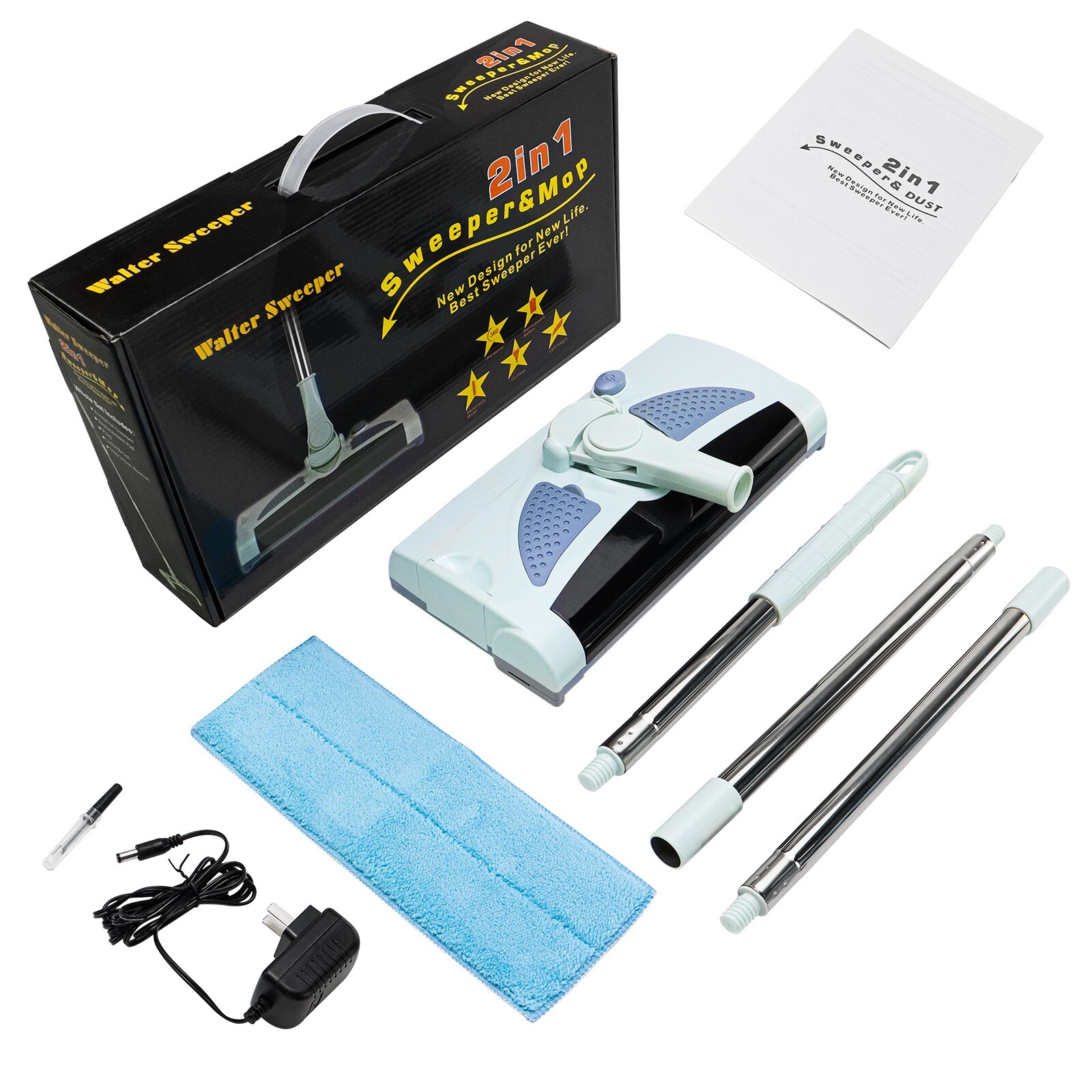 Electric 2 in 1 Carpet Sweeper Vacuum Floor Sweeper Electrostatic Lightweight