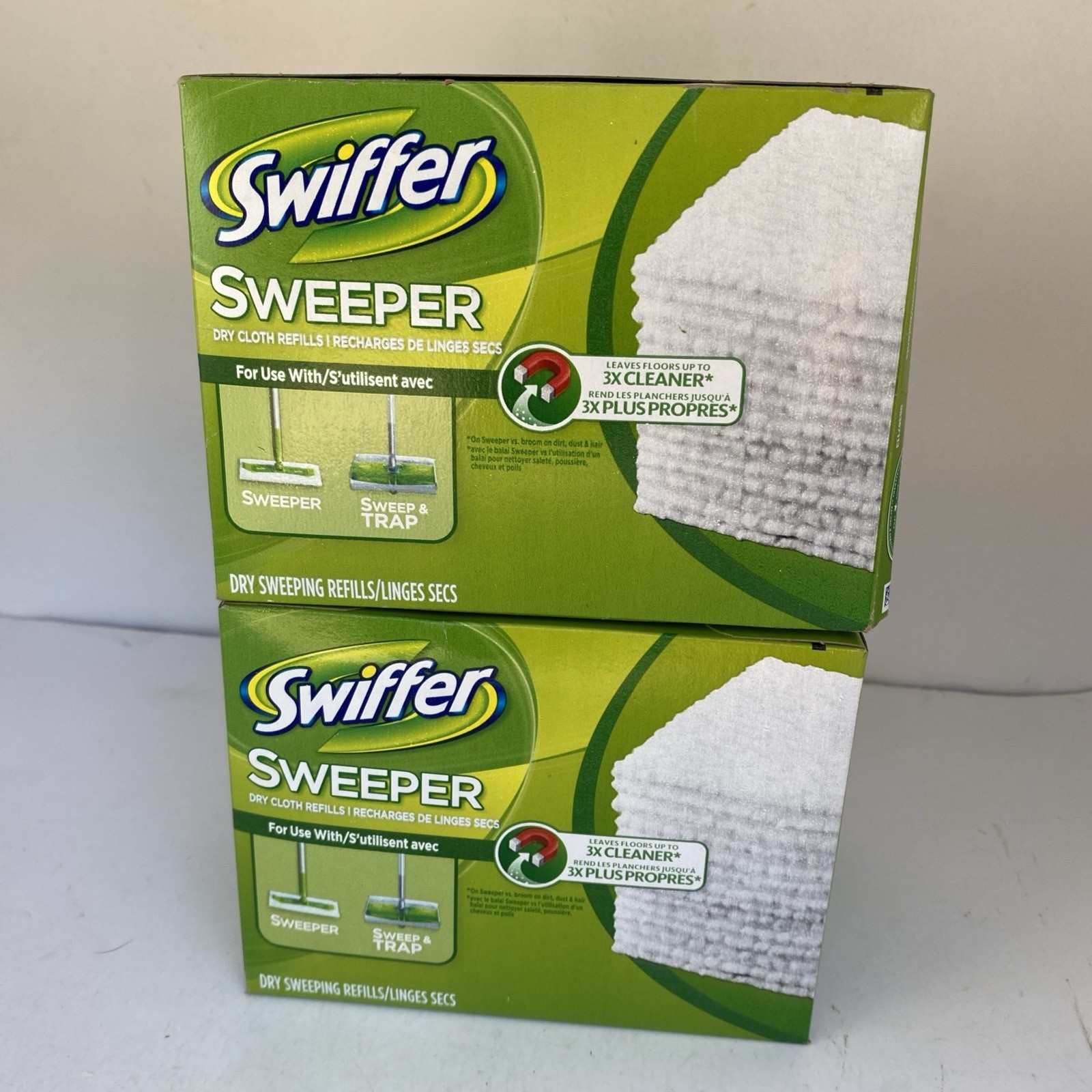 Swiffer Sweeper Dry Cloth Refill Box Of 24 LOT OF 2 Sweep & Trap Sealed Clean!