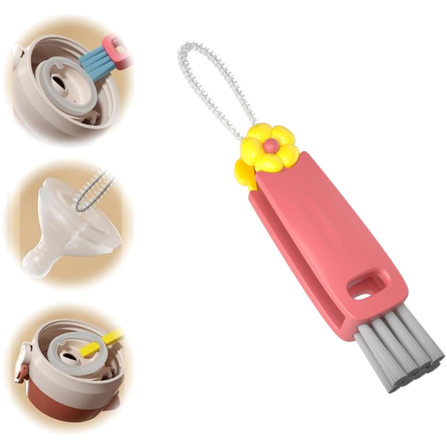 Compact 3-in-1 Multifunctional Bottle Brush for Effortless Cup Cleaning