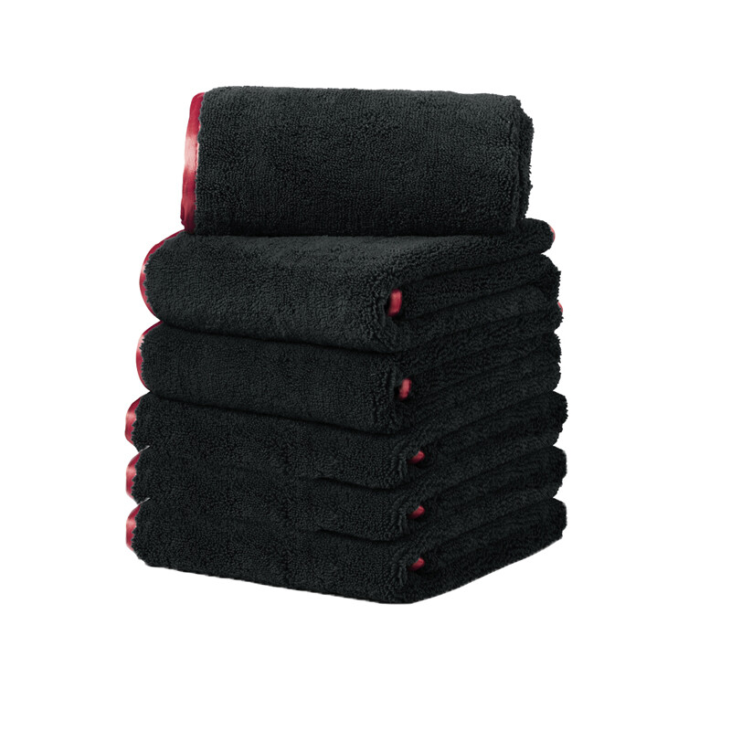 6 Pcs Microfiber Car Drying Towels Hemming Super Absorbent 16″x24″ Black