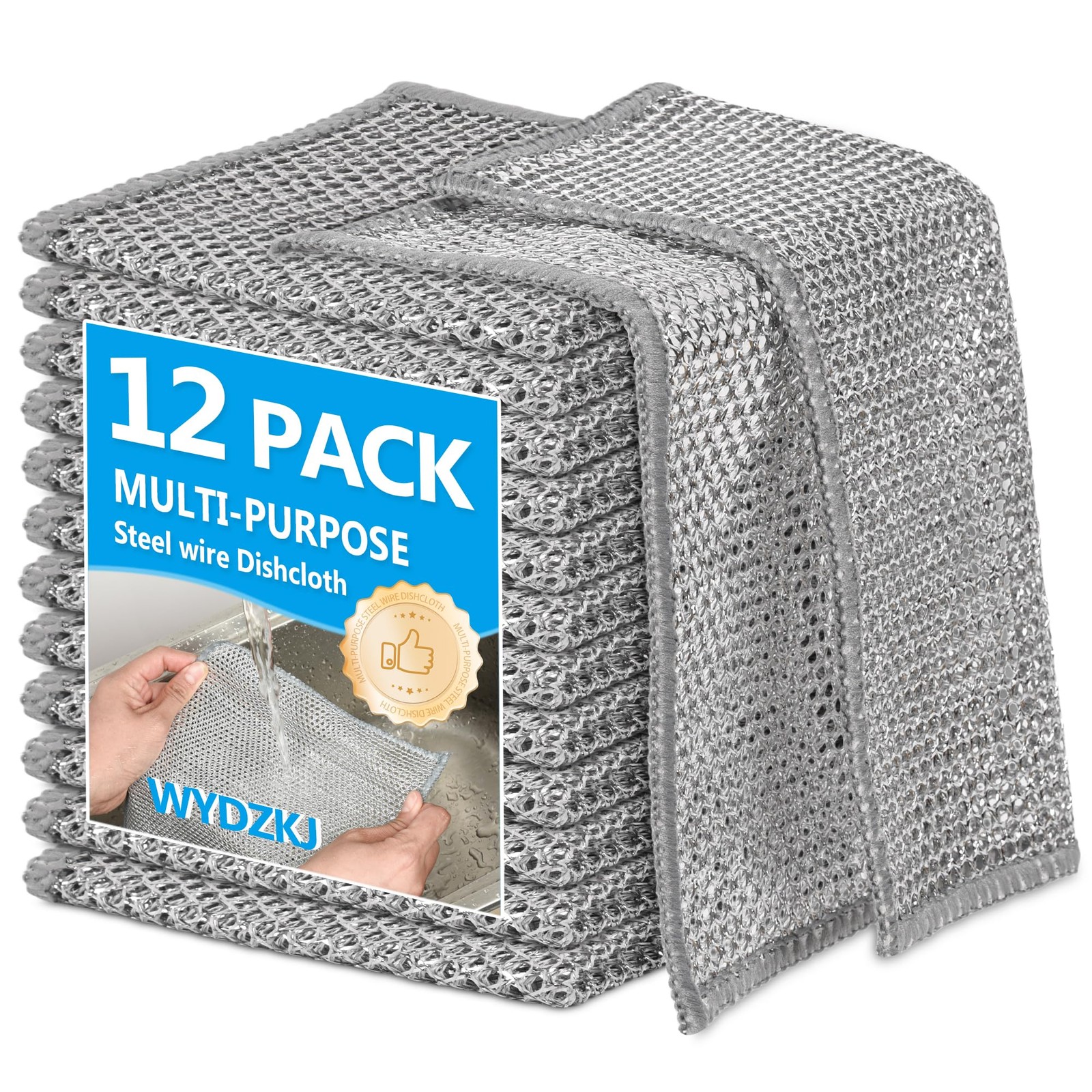 WYDZKJ 12Pack Multipurpose Wire Dishwashing Rags Upgrade Non Scratch Wire