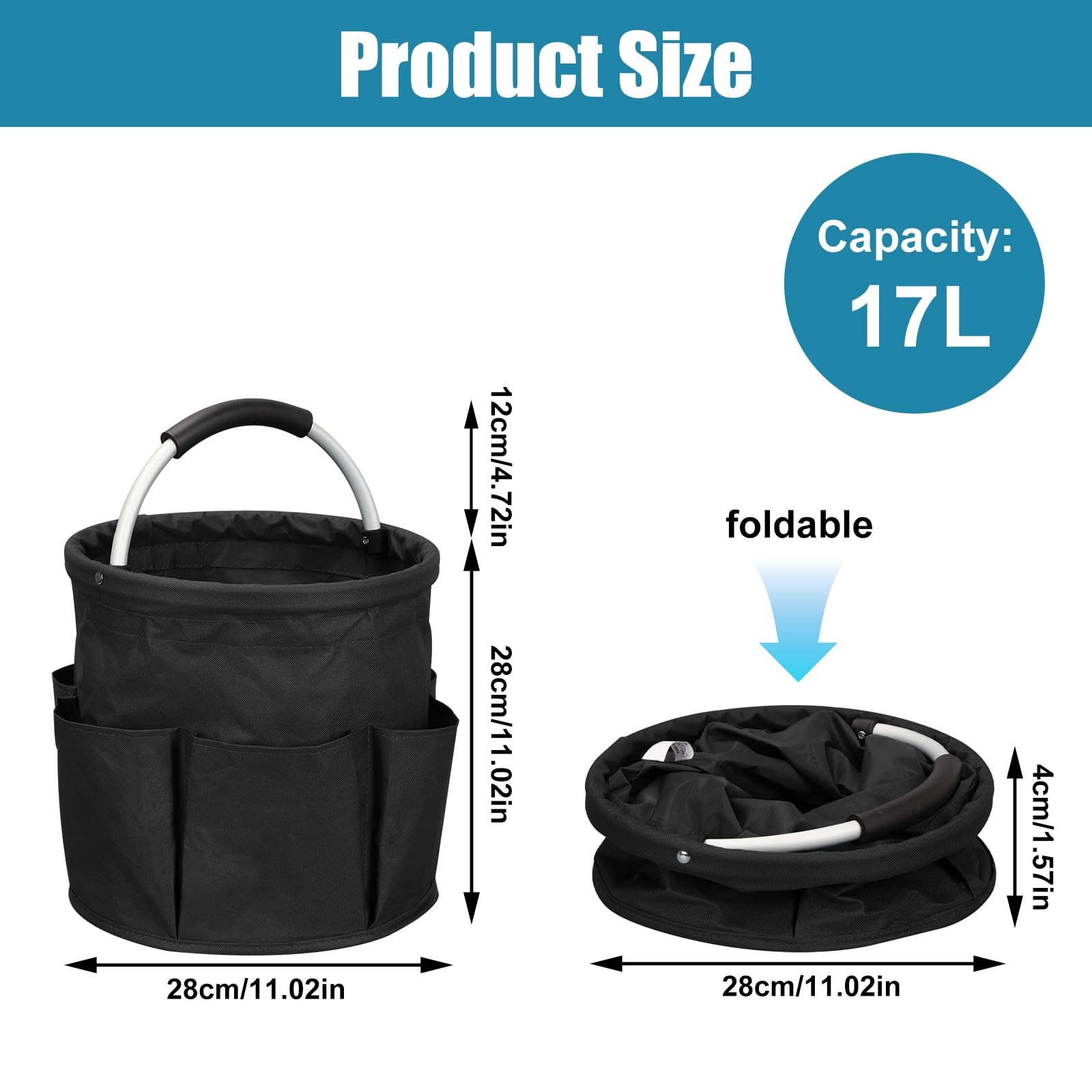 17L Cleaning Caddy with Handle, Cleaning Supply Caddy (Black)