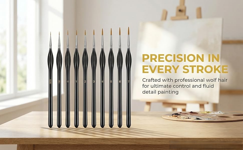 10Pcs Micro Paint Brushes Set with Triangular Handles, for Acrylic, Watercolor,
