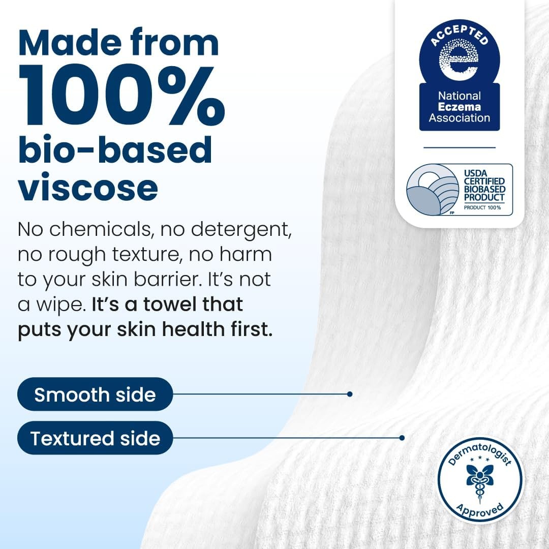 Clean Skin Club Towels XL®, 100% USDA 50 Count (Pack of 1), White