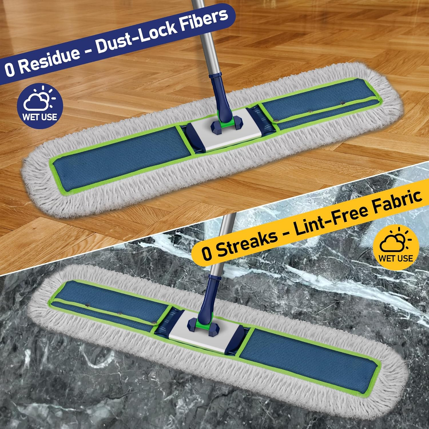 41″ Commercial Dust Mop: Large Push Broom Wide Industrial Heavy Duty Hardwood Dr