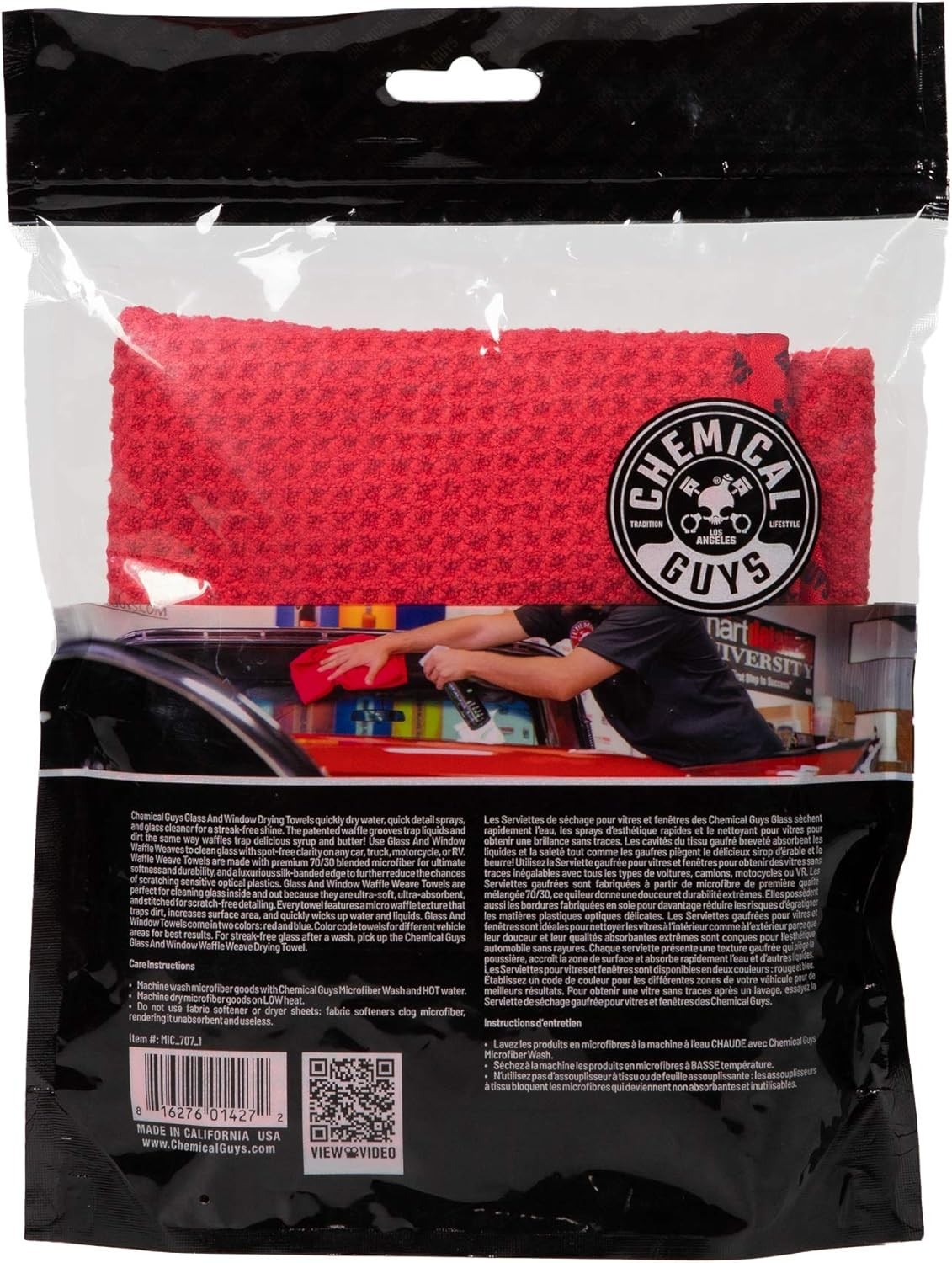 Chemical Guys Waffle Weave Microfiber Towel 24×16 Inch Scratch-Free Glass