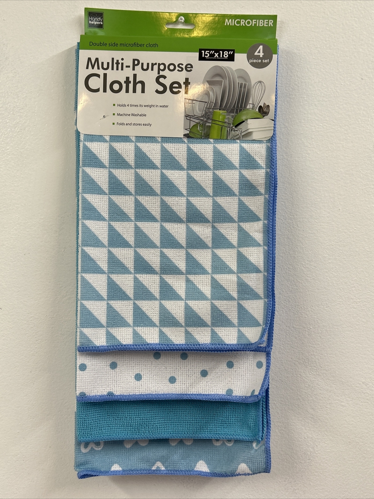 Lot Of 2 Handy Helpers 4 Pack Multi-Purpose Microfiber Cloths Size 15”X18” NEW