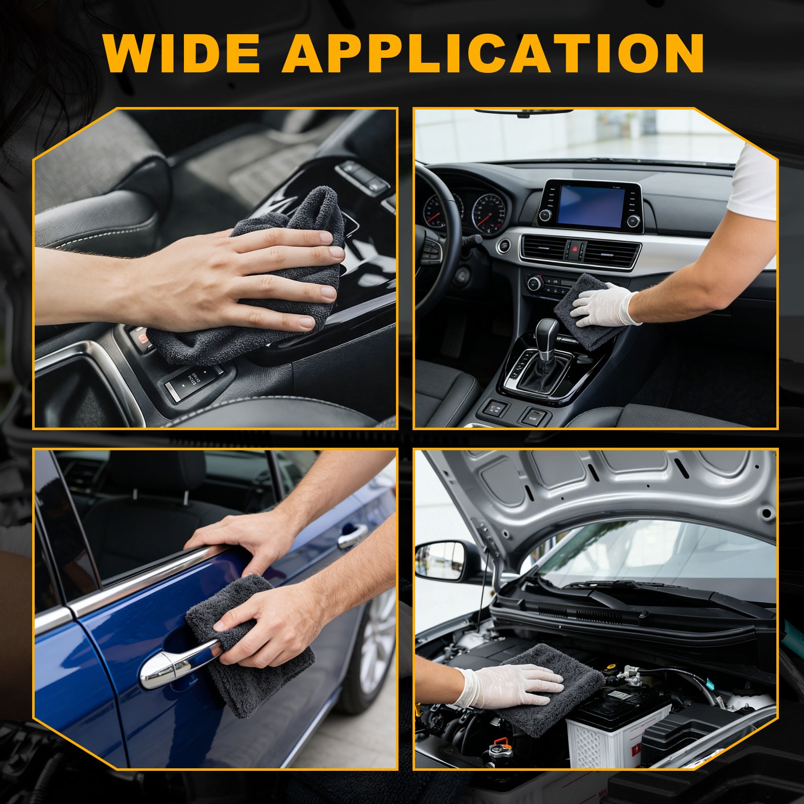 16 x 16 Inch Double Layer Car Microfiber Towels, Grey(1100GSM)