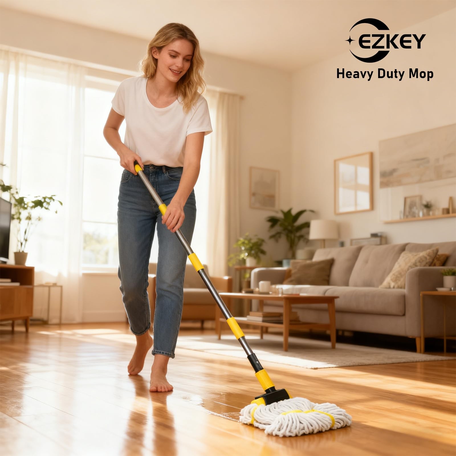Heavy Duty String Wet Mop for Floor Cleaning, Commercial Industrial Cotton Mop