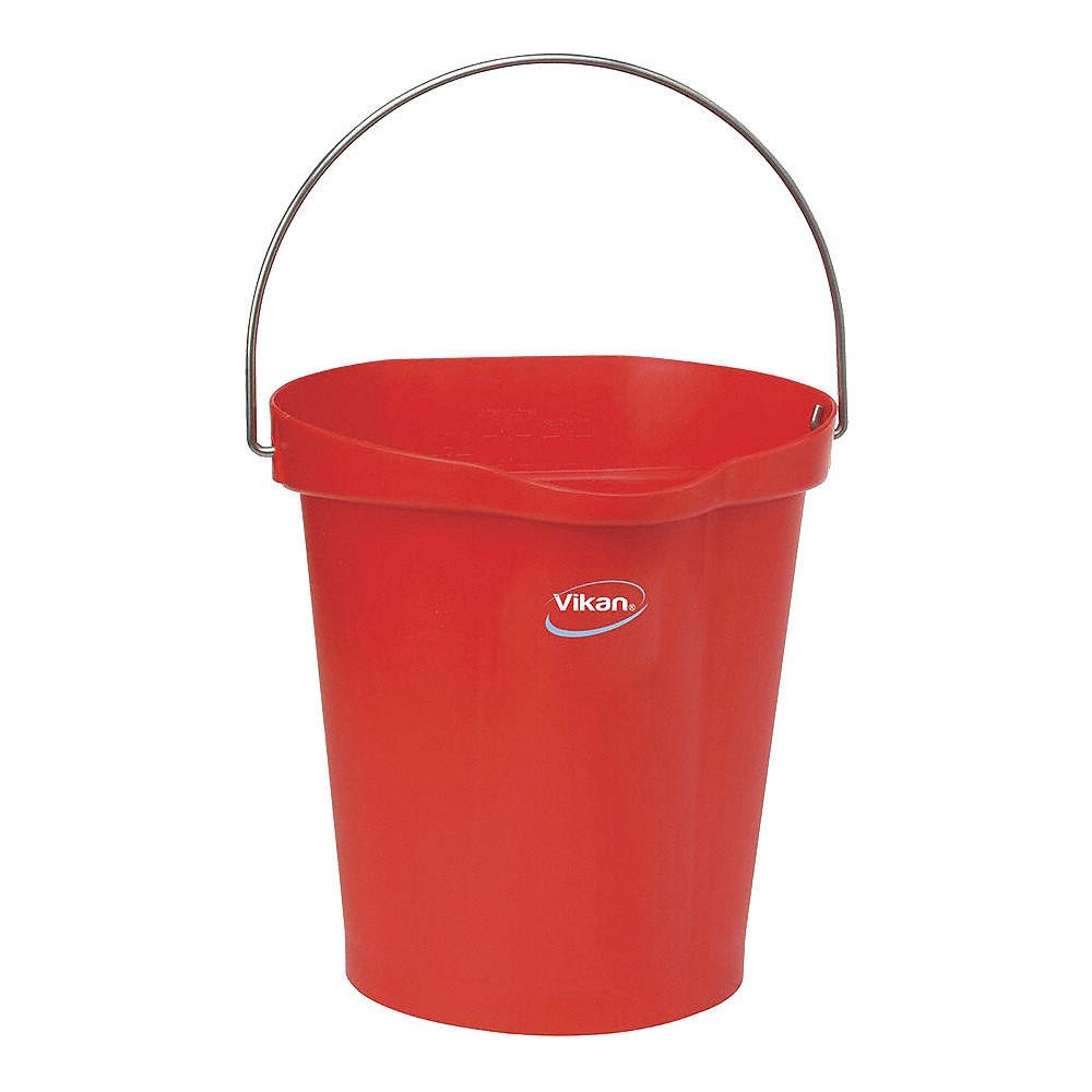 VIKAN 56864 Hygienic Bucket,3 1/4 gal,Red 2RVY5