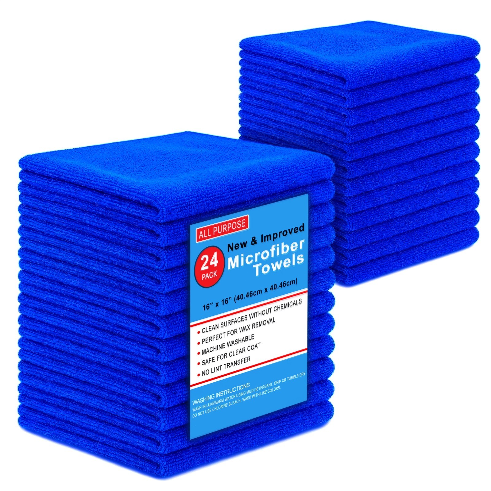 Microfiber Cleaning Cloth Set Of 24 Towel Rag Car Polishing Detailing No-Scratch