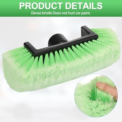 Set of 8 Green Car Wash Brush Heads with Soft Detailing Bristle Flow Thru
