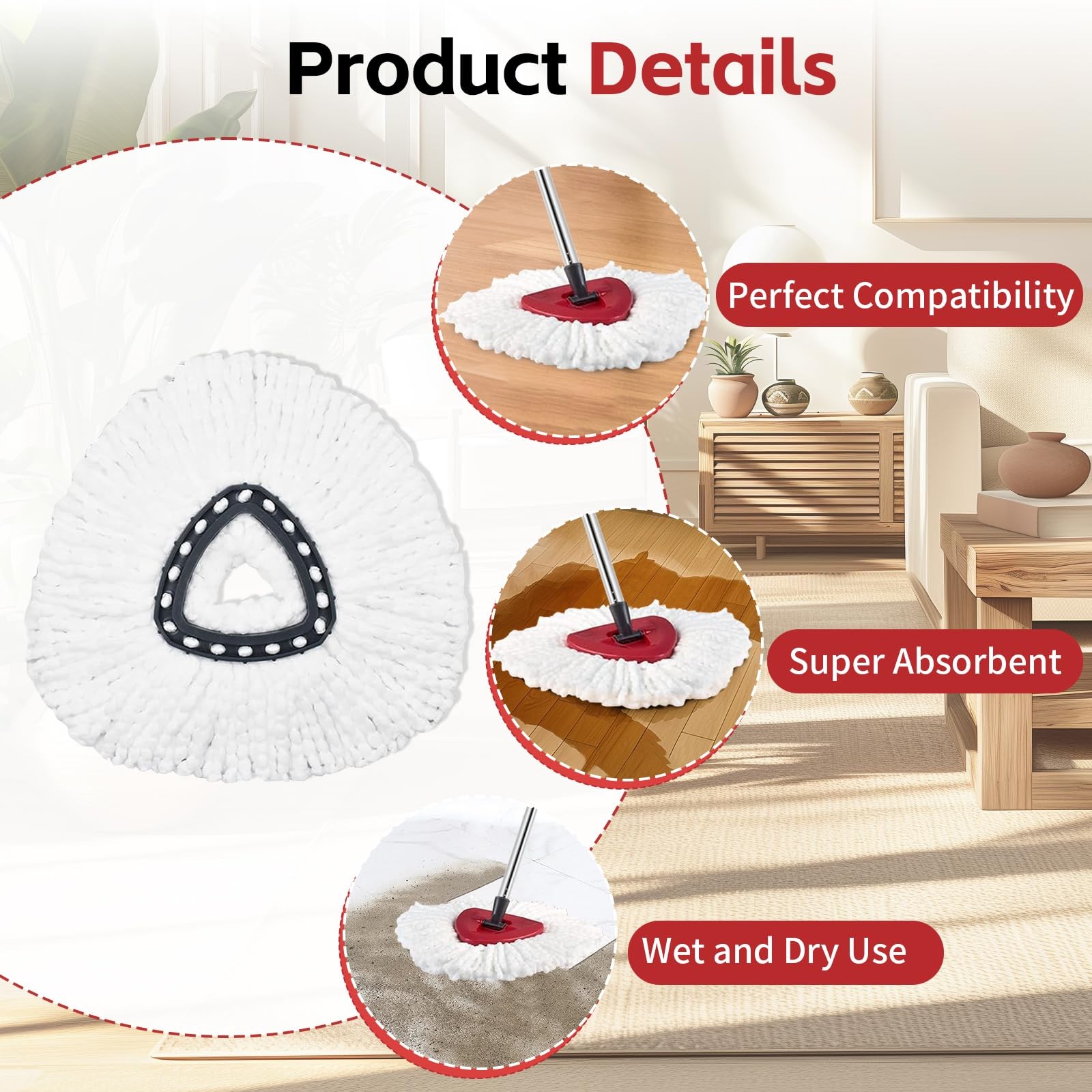 Mop Replace Head for O Cedar EasyWring Spin Mop Replacement Head Handle