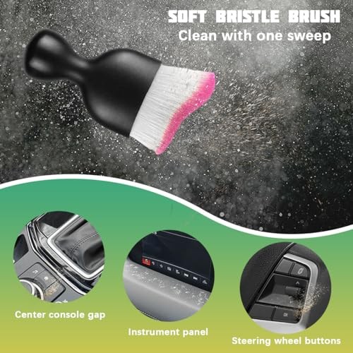 Car Interior Detailing Brush, Curved Soft Bristles Vehicle Removal White/Red