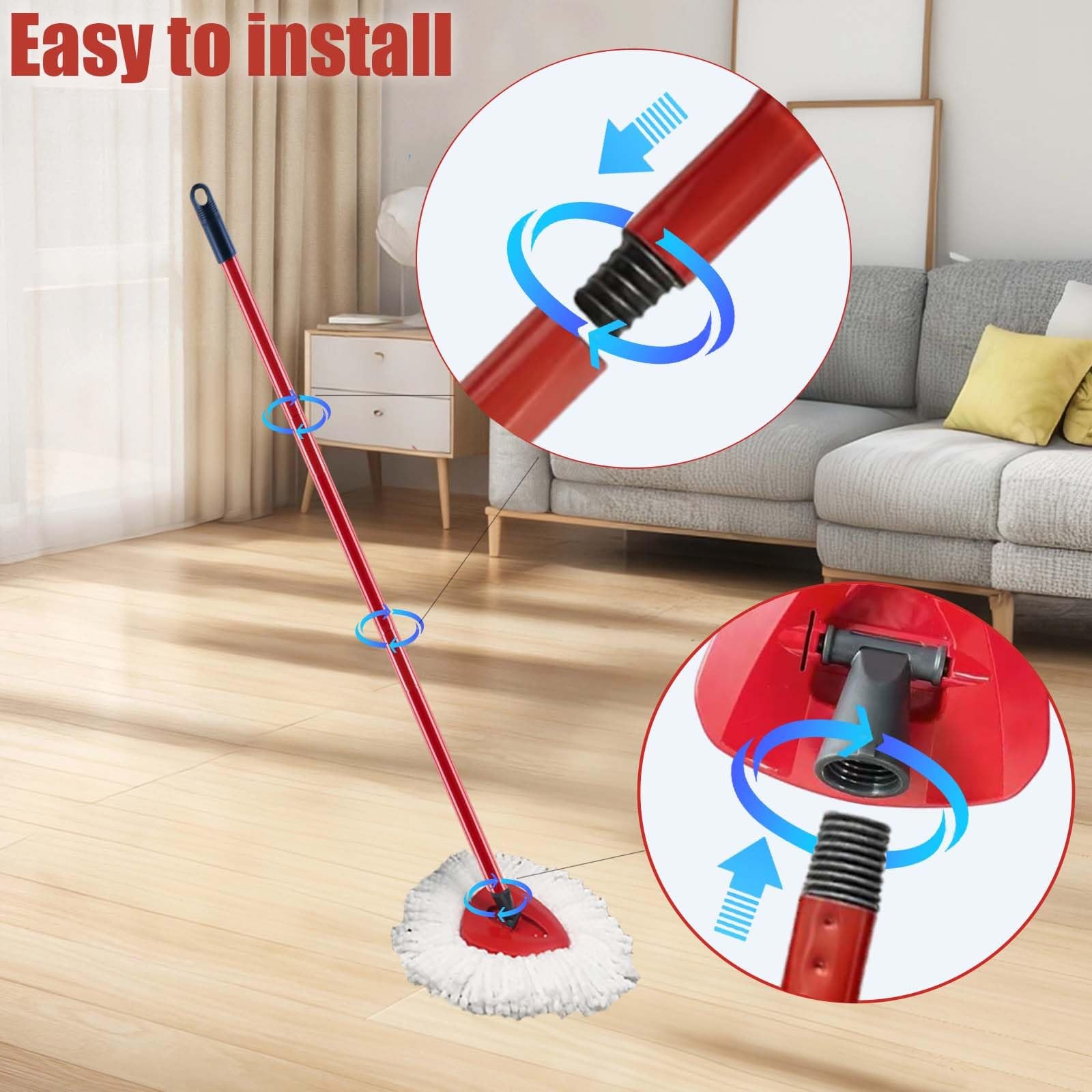Mop Handle for Ocedar, Spin Mop Handle for O Cedar 4-Section 28.5-to-55inch
