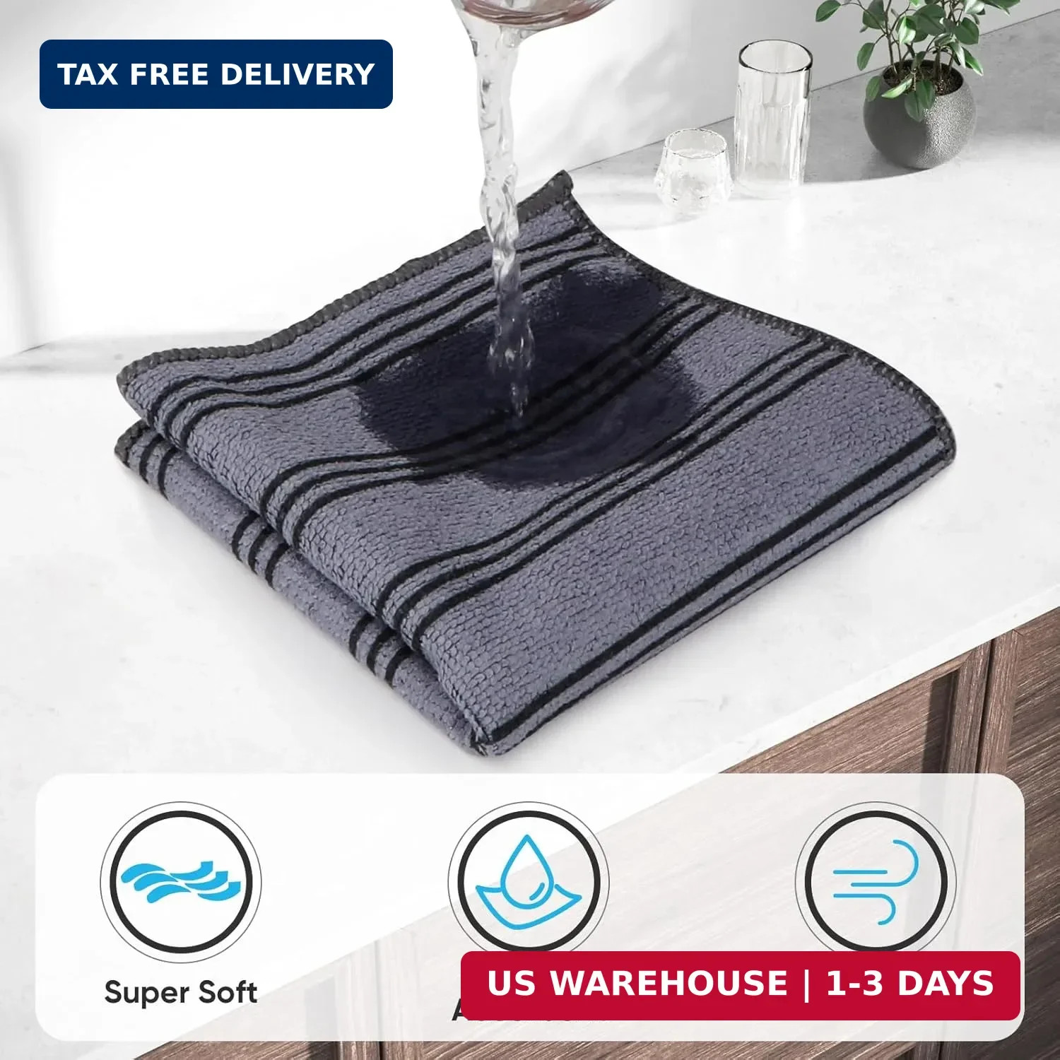 HOMEXCEL Microfiber Cleaning Cloth, Kitchen Towels 12 Pack, Lint Free, Scratch-F