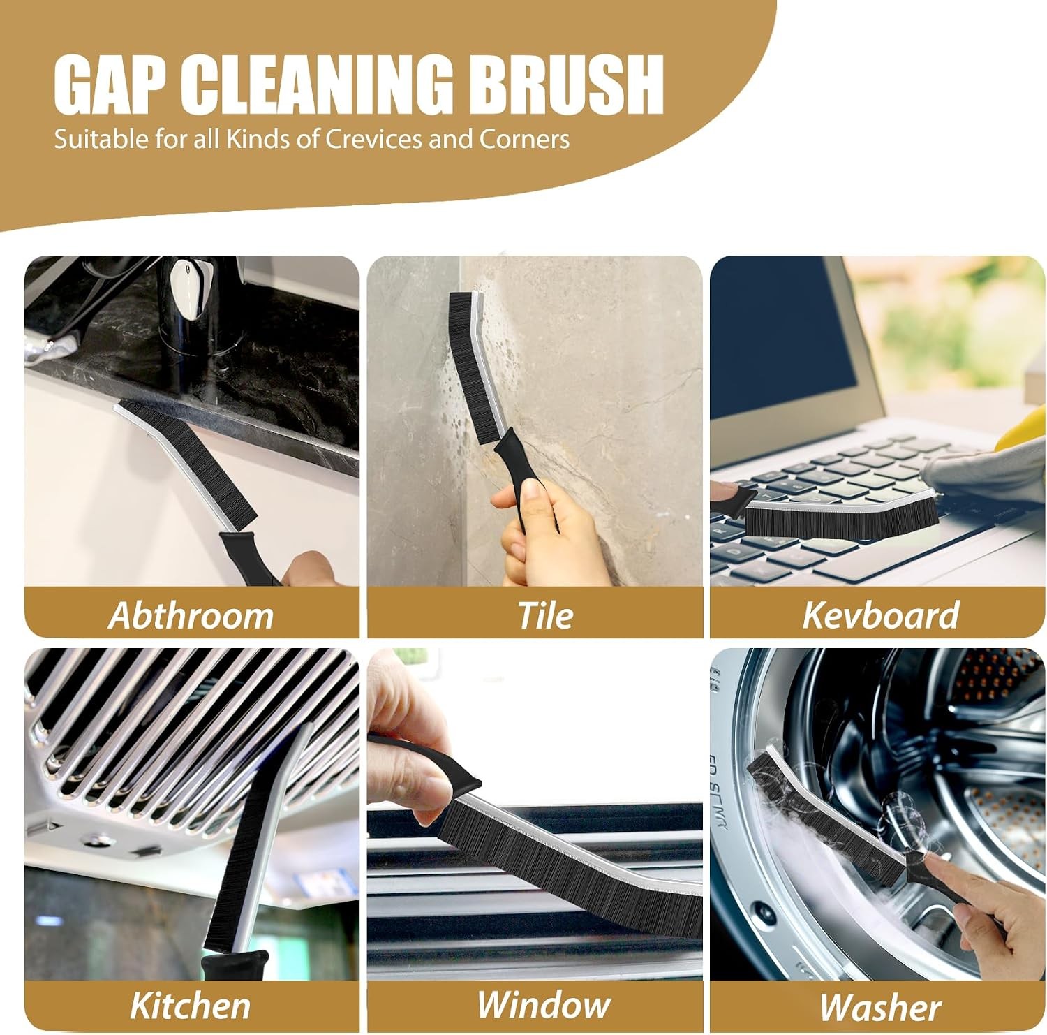 4Pcs Crevice Cleaning Brushes for Household Use, Grout Cleaner Brush, Hard