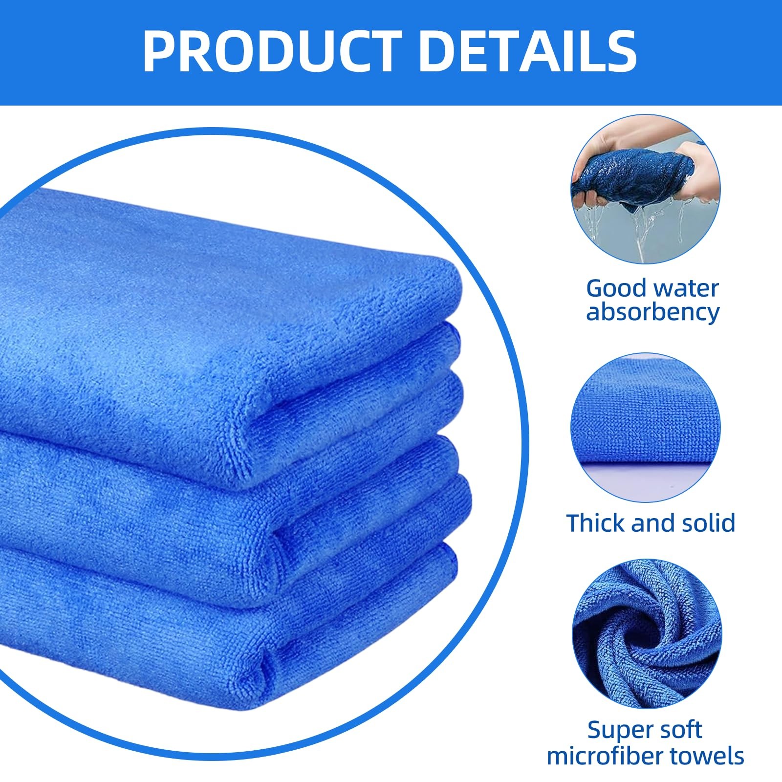 IIDEA 6 Pack Microfiber Cleaning Cloths Extra 20 X 30 Inches, Blue and White