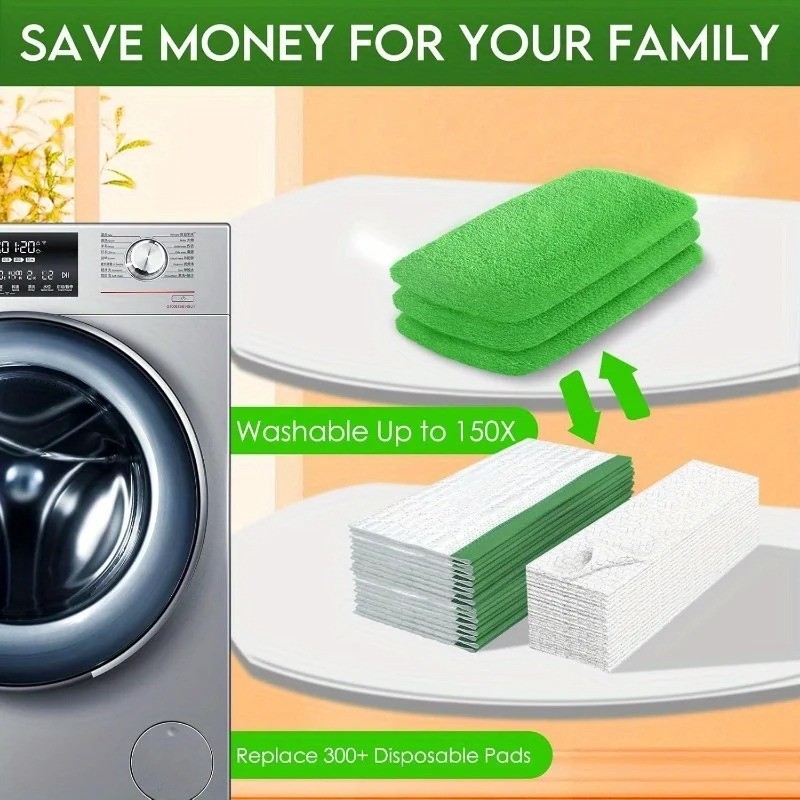 4 Pack Reusable Mop Pads Microfiber Absorbent Cleaning Replacement Pads