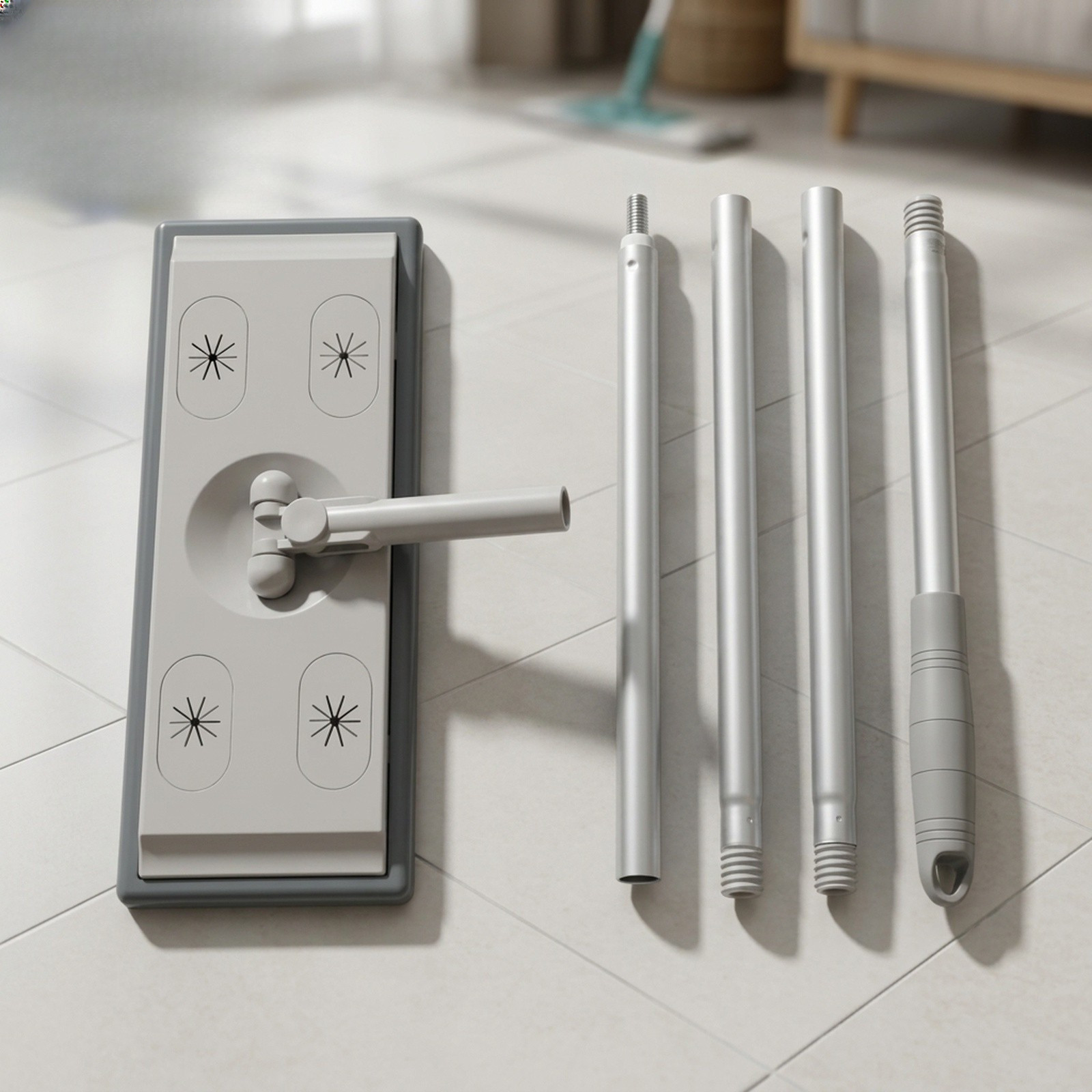 Superfine Fiber Dust Mop with 3-Section Aluminum Telescopic Handle 57 to 128 cm