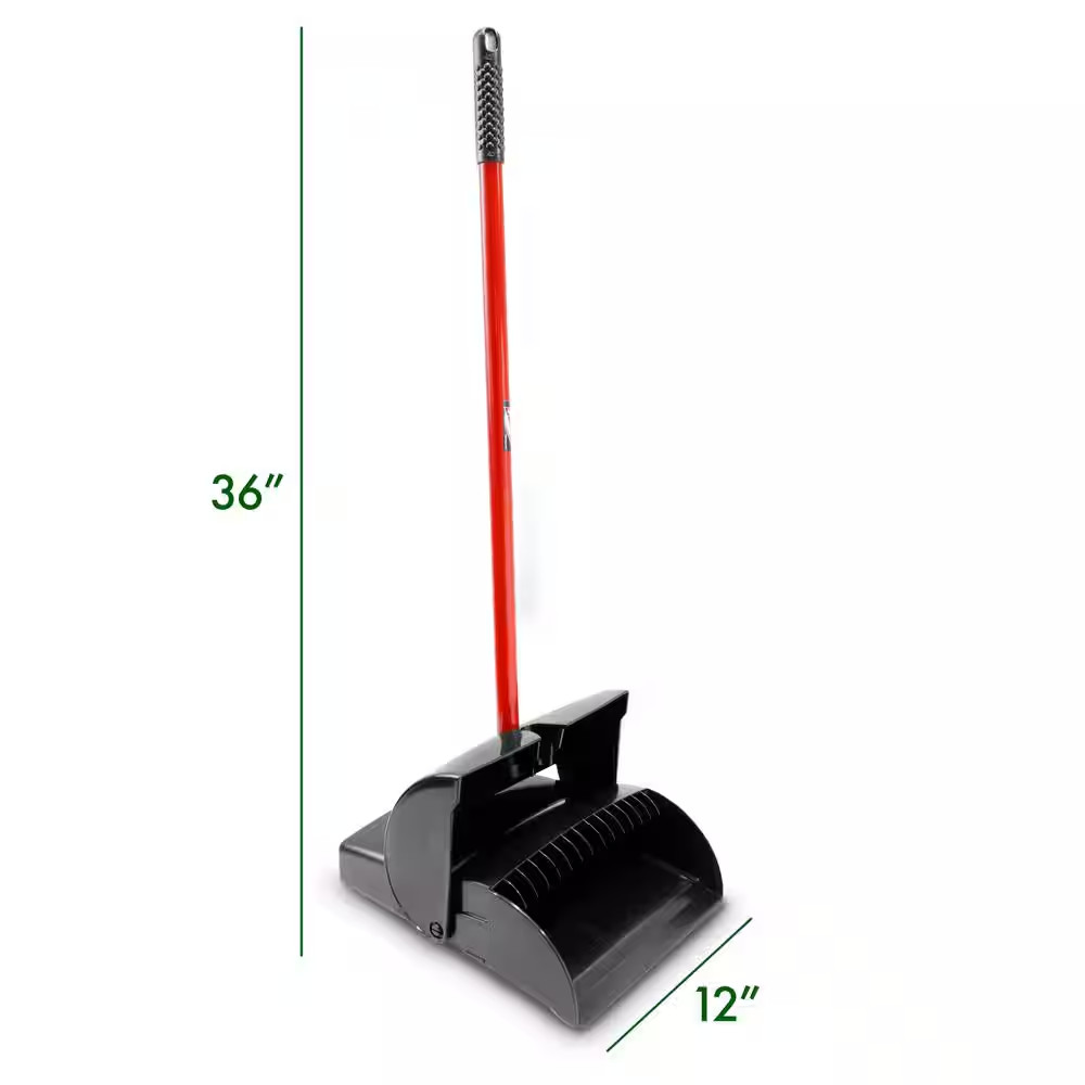 Libman Closed Lid Lobby Heavy Duty Cleaning Dustpan with Long Steel Handle