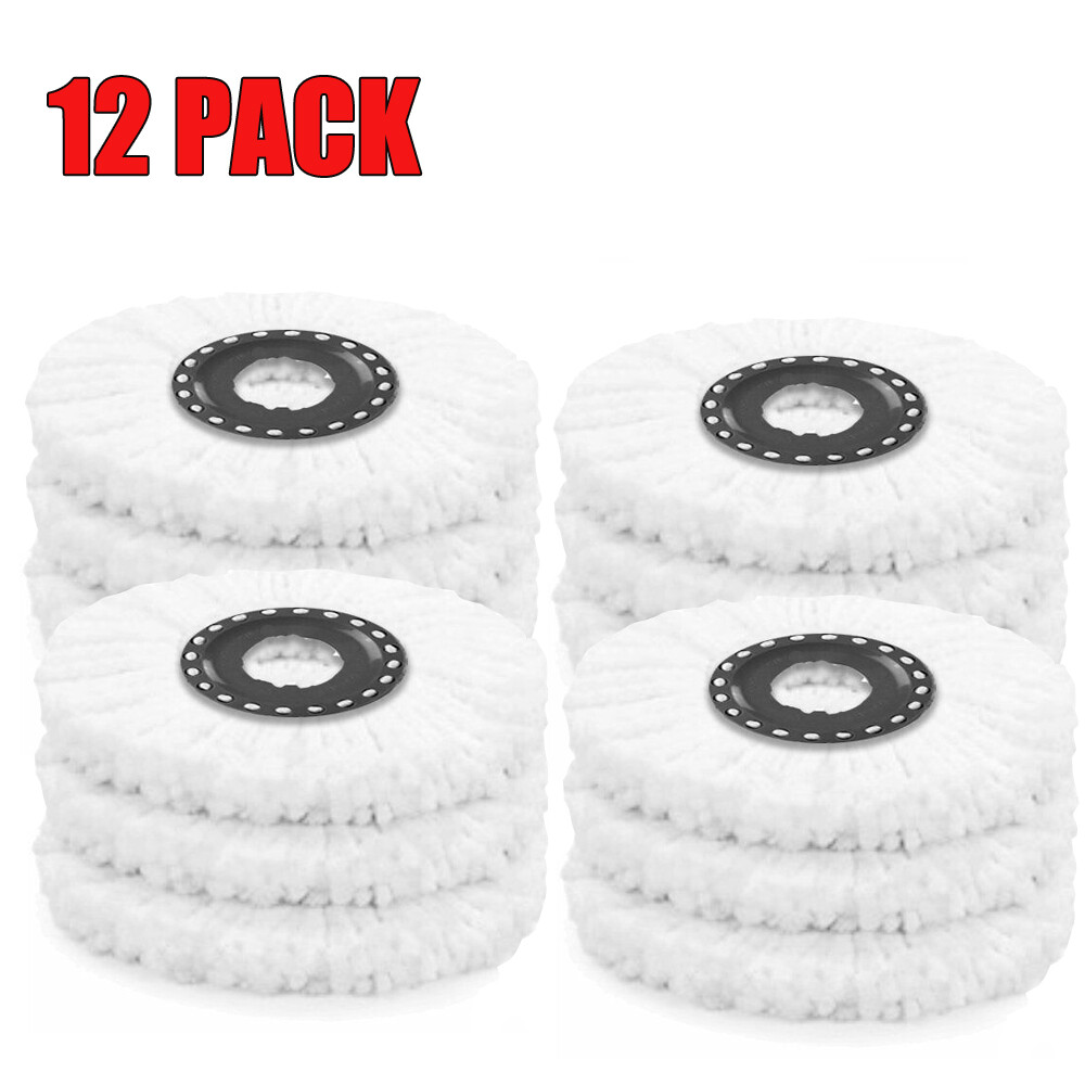 12 Pack 360° Spin Magic Mop Replacement Head Round Shape Standard Size Microfibe