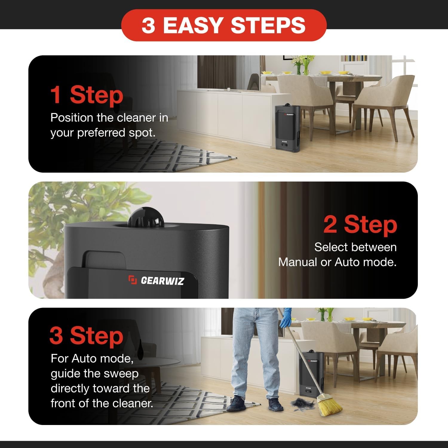 1400W Touchless Automatic Vacuum Dustpan – Motion Sensor Hands-Free Electric …