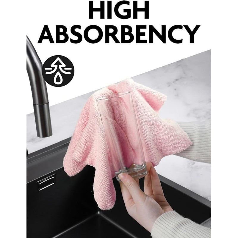 75 Count Microfiber Cleaning Cloths Quick Tear Washable Lint Free Absorbent Pink