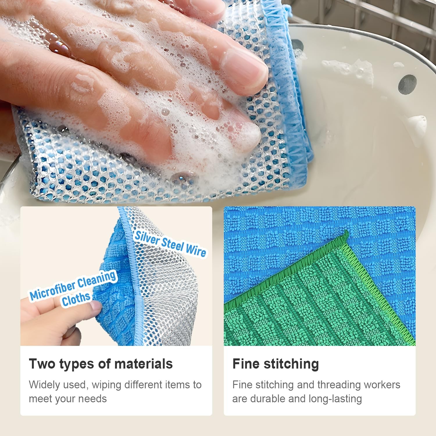 20 pcs Multipurpose Wire Dishwashing Rags, Upgraded 2-Layer Non-Scratch Metal…
