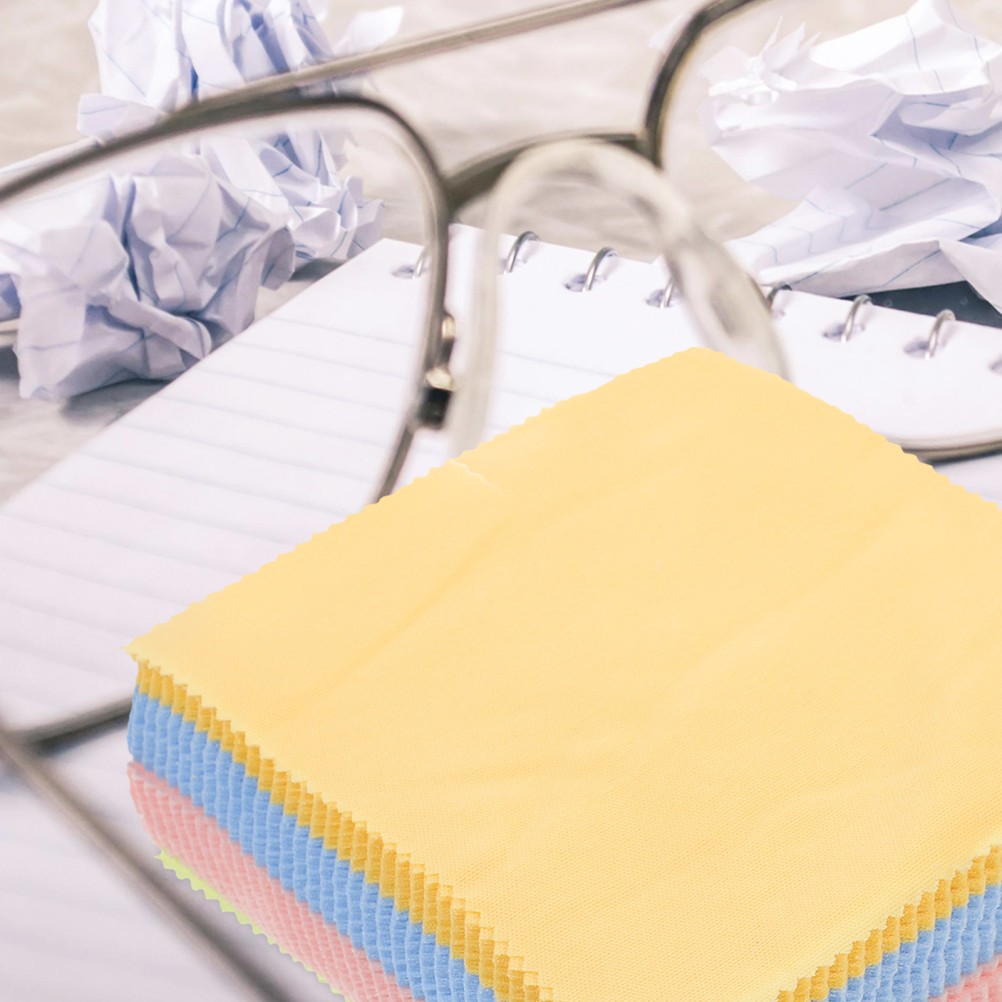 100Pcs Reusable Fiber Cleaning Cloths for Eyeglasses Assorted Color Lightweight