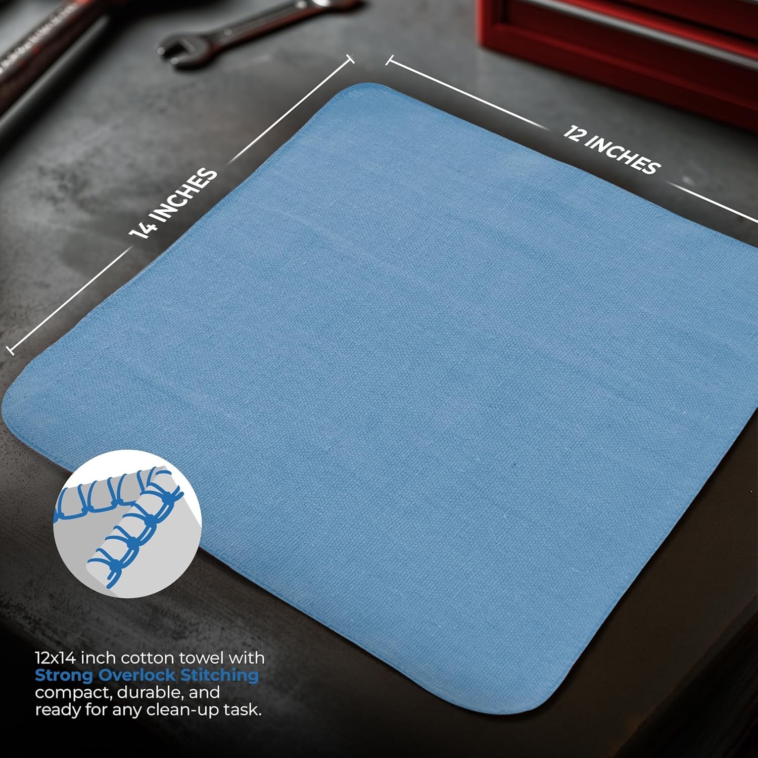 Cotton Shop Towels 12×14 Inch, 100 Pack Soft, Absorbent Reusable Cotton Rags,