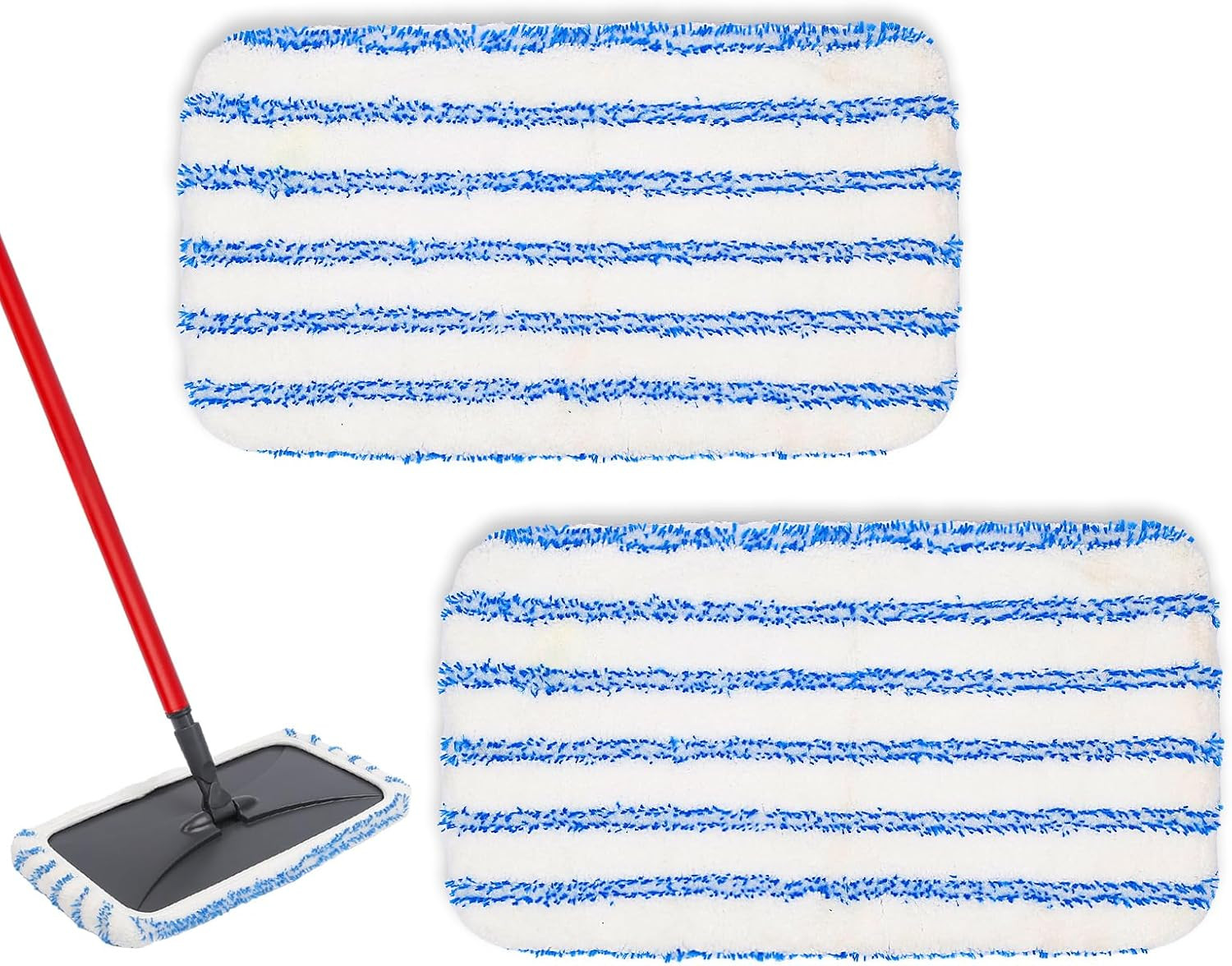 2-Pack Reusable Microfiber mop Pads, Compatible with Oceda 15×8 inch Flat mop, W